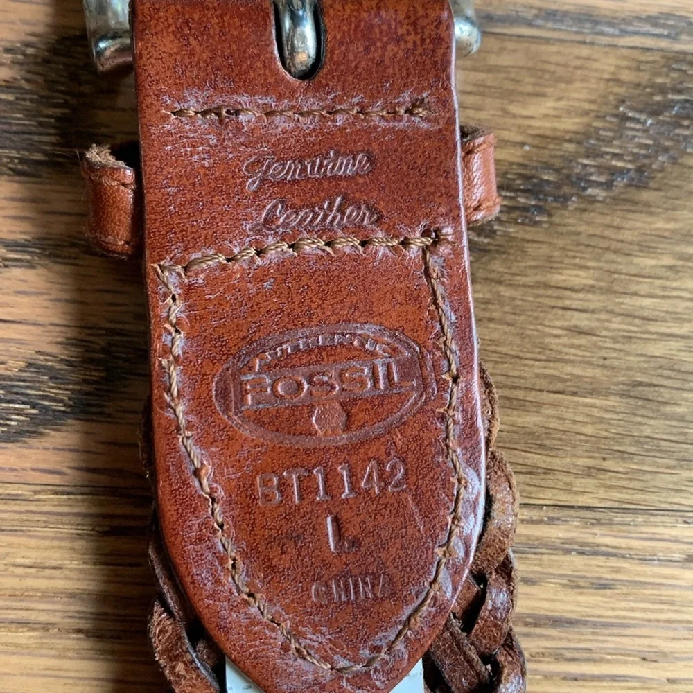 Fossil leather braided woven boho festival sz L belt